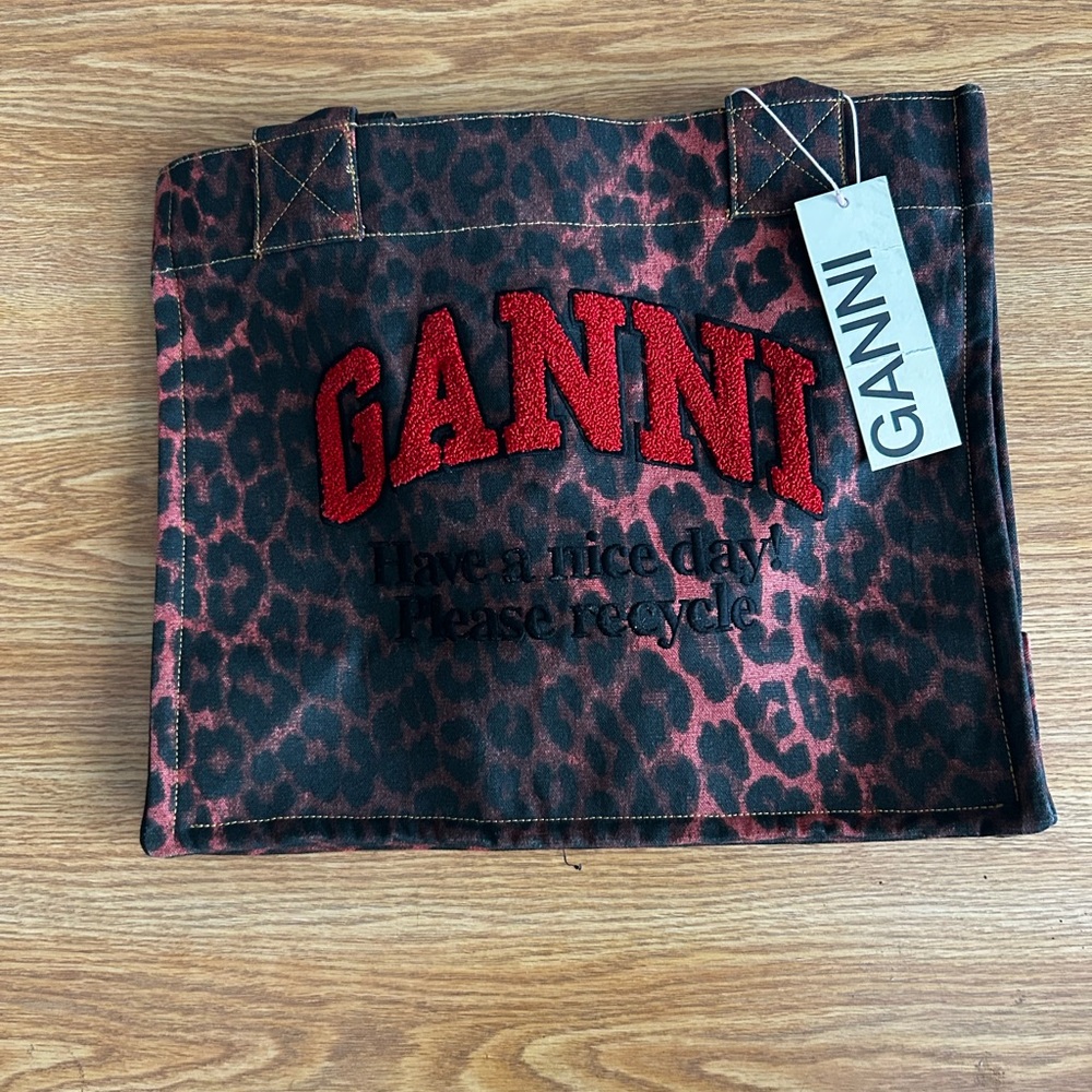 Red Leopard Large Canvas Tote Bag
